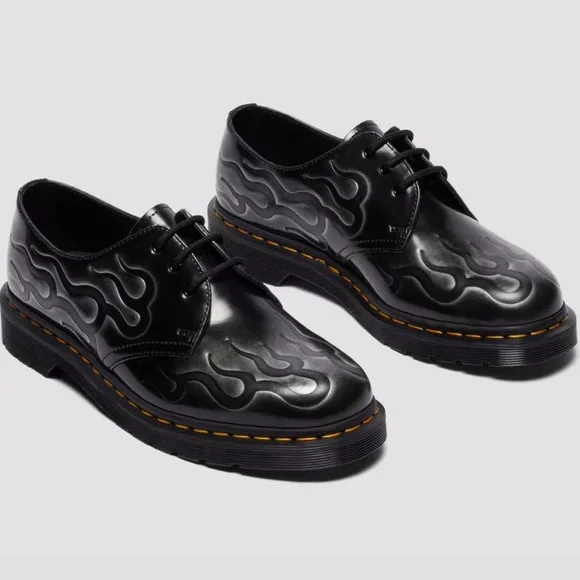 Dr. Martens Black Inferno Flame Leather Oxford Shoes Dr. Martens Women main image 2